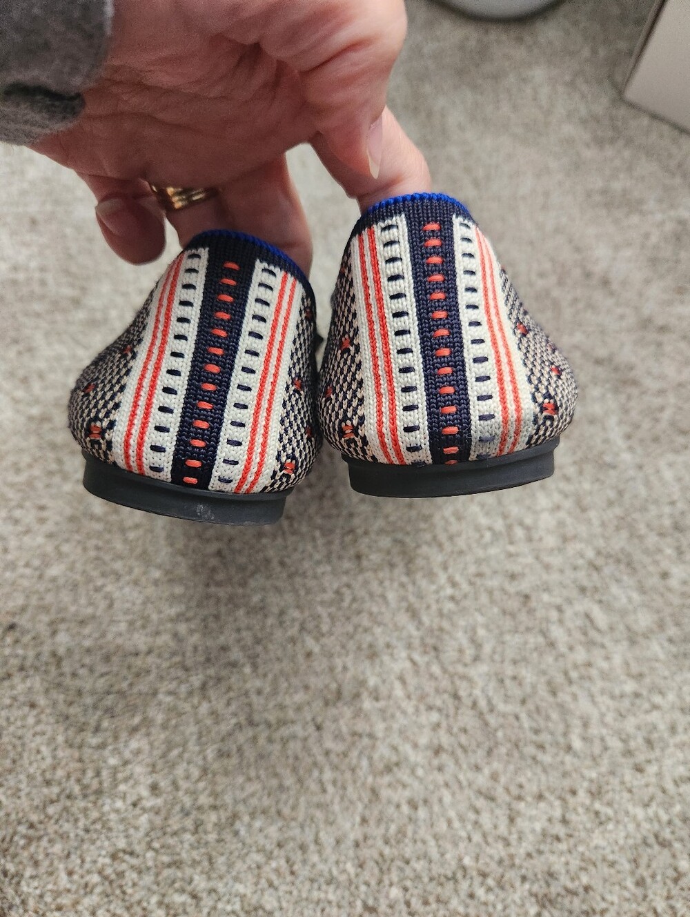 Rothy's Women's Coral/Navy Dot Loafers - Picture 3 of 5